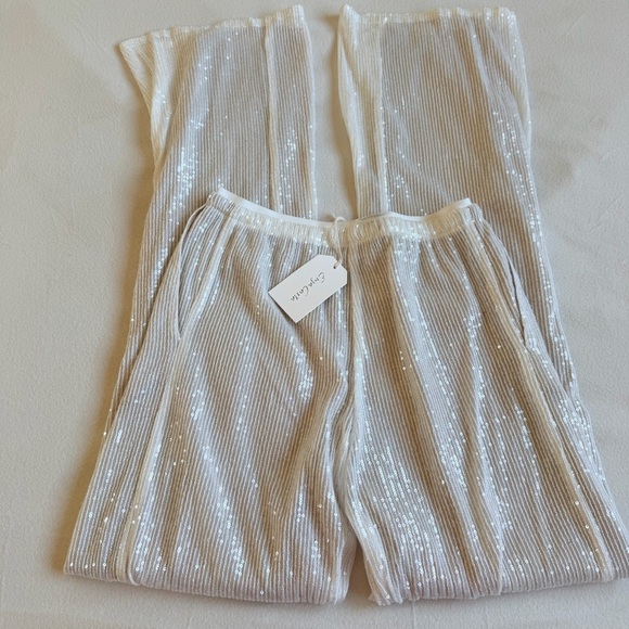 New Enza Costa Sequin Pant Off White - Picture 5 of 7